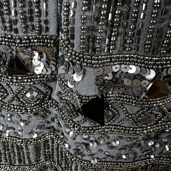 Yumi Kim Mini Skirt Ana Gray Black Beaded Sequin Size Small FLAWS - Picture 6 of 13
